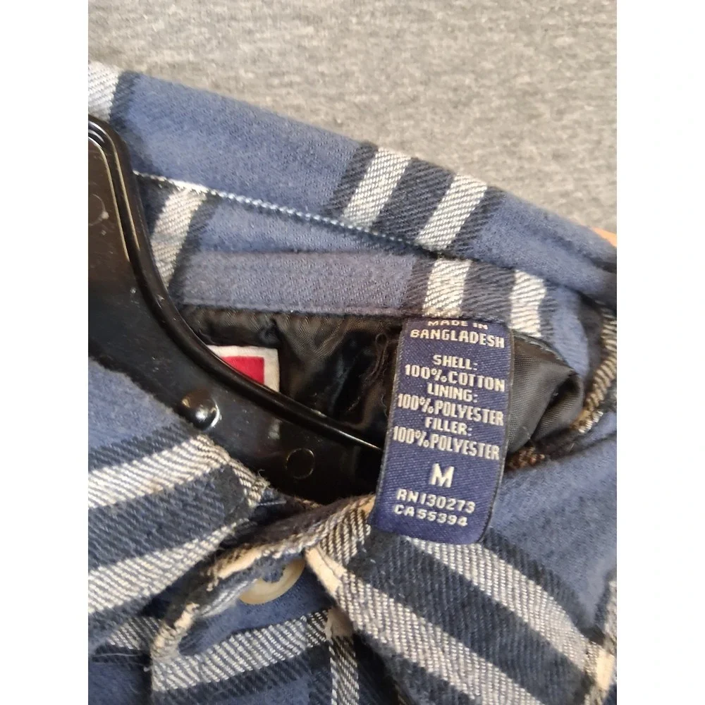 Wrangler Mens Jacket M Blue Plaid Quilted Lined Shacket Chore‎ Flaw Casual Work